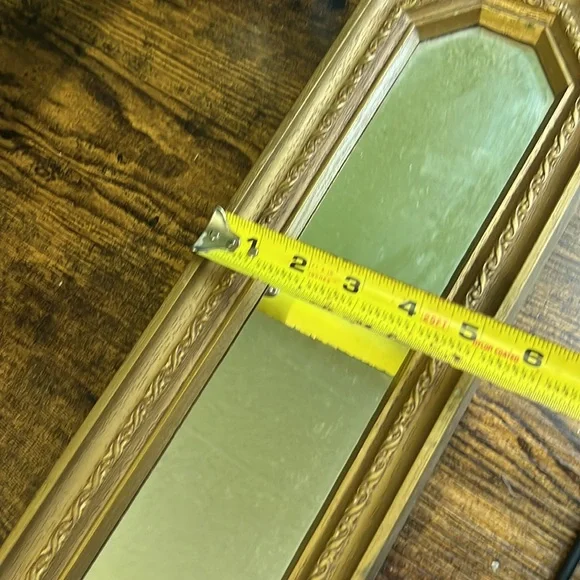 1970s Gold Rectangle Midcentury Modern Mirror - Picture 6 of 7